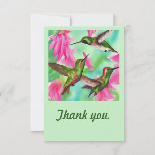 Hummingbirds in flowers watercolor joy thank you card
