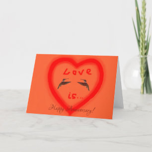 Hummingbirds in heart - Love is Holiday Card