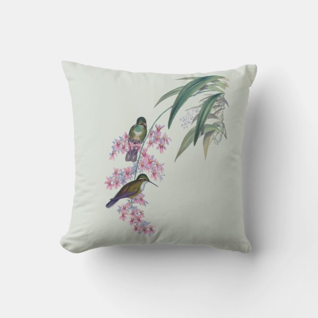 Hummingbirds in Orchids Outdoor Pillow 16x16 (Front)