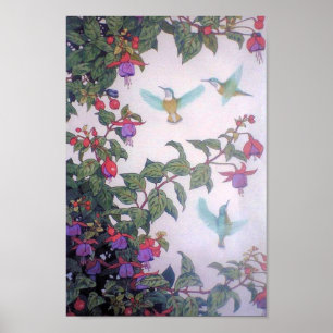 Hummingbirds in Spring Poster