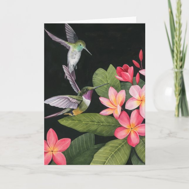 Hummingbirds In the Plumeria Card (Front)