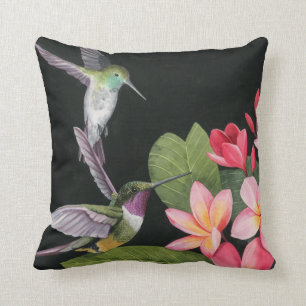 Hummingbirds In the Plumeria Cushion