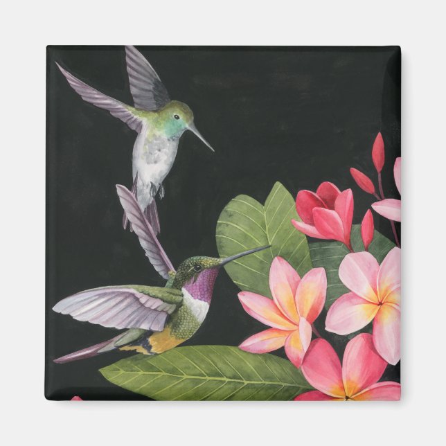 Hummingbirds In the Plumeria Magnet (Front)