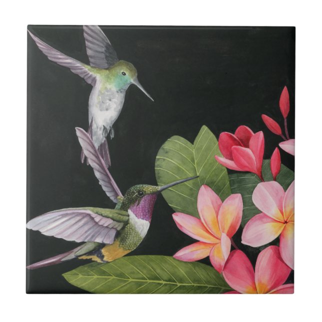 Hummingbirds In the Plumeria Tile (Front)