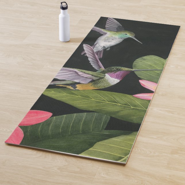 Hummingbirds In the Plumeria Yoga Mat (In Situ)