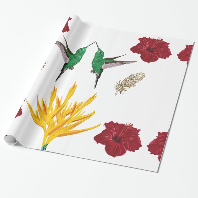 Hummingbirds inspiraton wrapping paper (Unrolled)