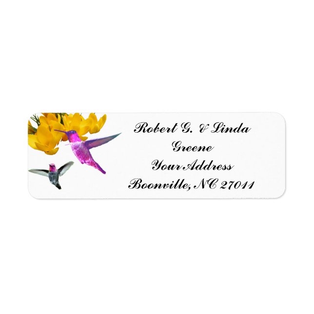 HUMMINGBIRDS LABEL (Front)