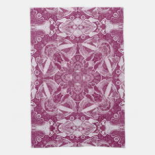 Hummingbirds Mandala   Choose Background Colour Tea Towel