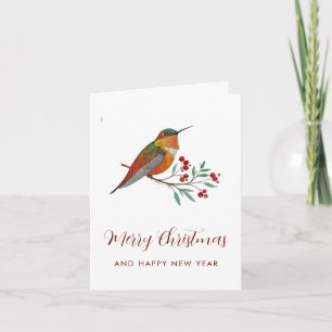 Hummingbirds Merry Christmas Holiday Card