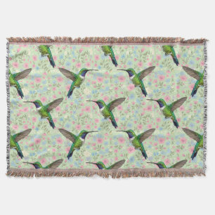 Hummingbirds on a Floral background throw