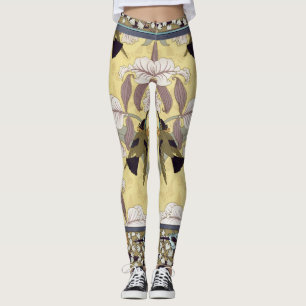 Hummingbirds Orchids Maidenhair Ferns Art Nouveau Leggings