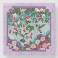 Hummingbirds Pink Fuchsia Flowers Lavender