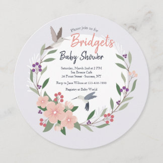 Hummingbirds Round Invitation
