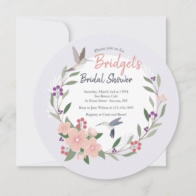 Hummingbirds Round Invitation (Front)