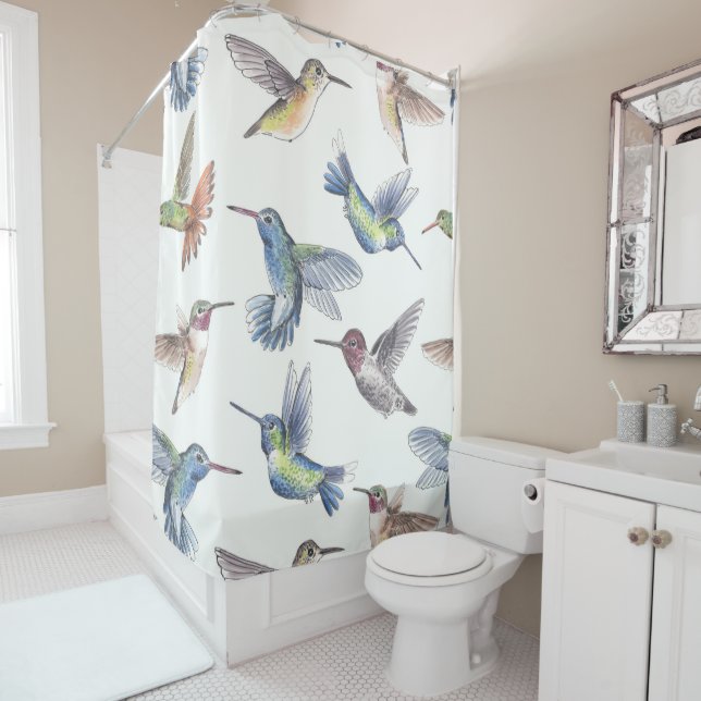Hummingbirds Shower Curtain (In Situ)