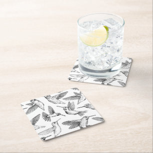 Hummingbirds Square Paper Coaster