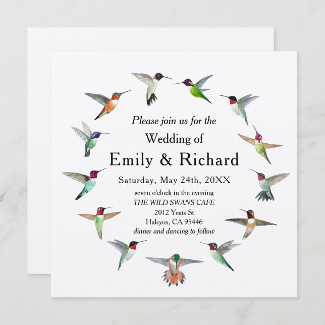 Hummingbirds Wedding Invitation (Front/Back)