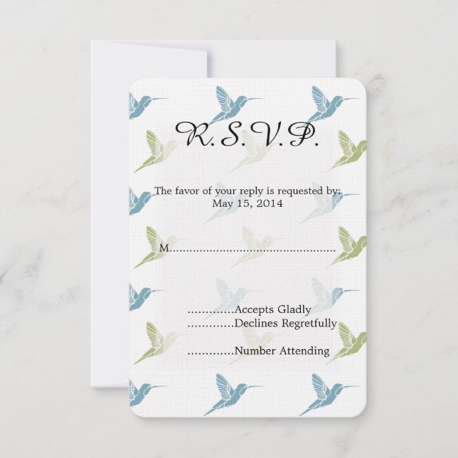 Hummingbirds Wedding RSVP (Front)