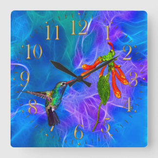 HummingBirds Wildlife Birdlover Gift Square Wall Clock