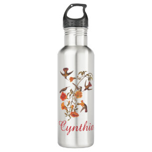Hummingbirds with Flowering Vine Vintage Art 710 Ml Water Bottle