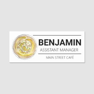 Hummus Houmous Chickpeas Mediterranean Food Café Name Tag