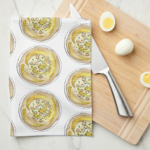 Hummus Houmous Chickpeas Mediterranean Food Dip Tea Towel