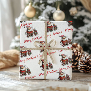 Humor Christmas Quirky Santa Minimal Watercolor  Wrapping Paper