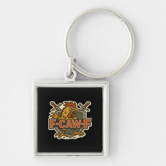 Humor Crow Funny Gothic F-Caw-F Key Ring (Front)