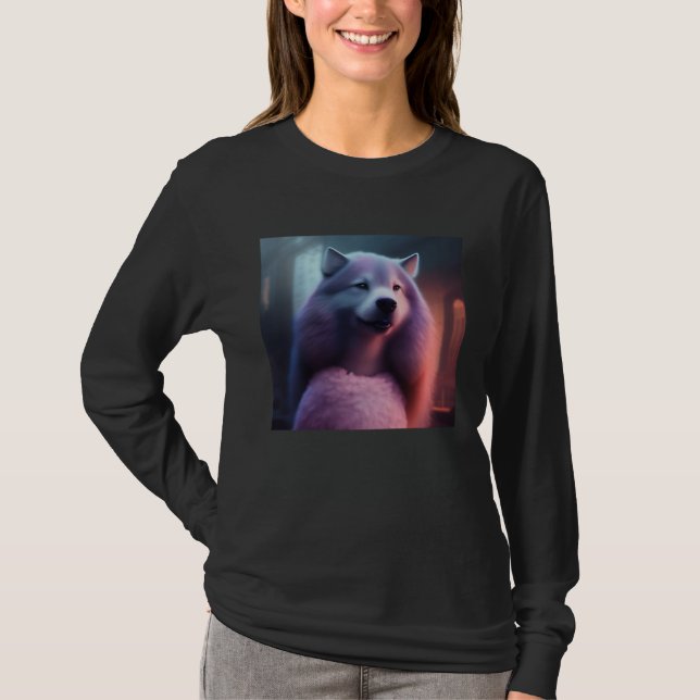 Humor  Dog Person Standing Fantasy Graphic Wow Ha T-Shirt (Front)