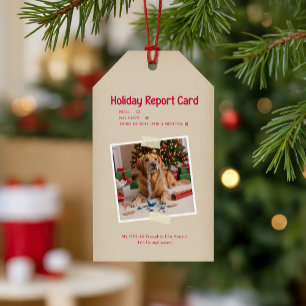 Humor Funny Dog Taped Photo Christmas Holiday Gift Tags