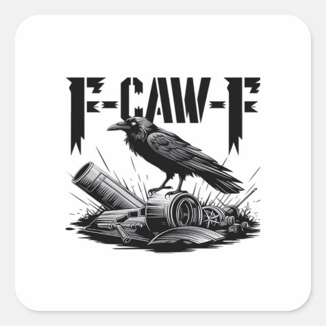 Humor Funny F-Caw-F Gothic Crow Essential Aestheti Square Sticker (Front)