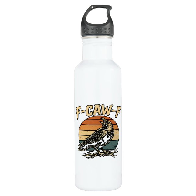 Humor Gothic F Caw F Funny Crow Creative Style 710 Ml Water Bottle (Front)