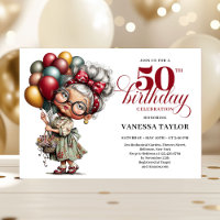 Humor style fifty birthday woman fun celebration