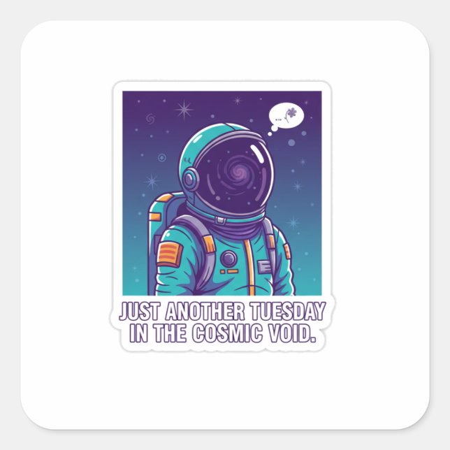 Humorous Astronaut in Cosmic Void | Funny Space  Square Sticker (Front)