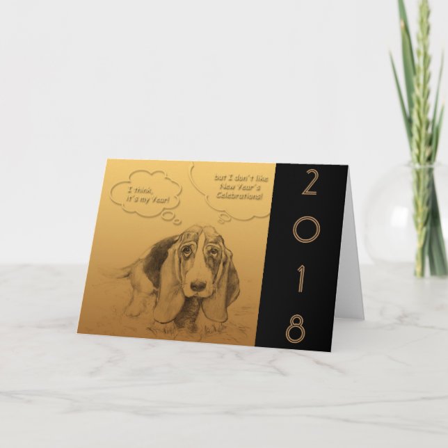 Humorous Chinese Dog custom Year Greeting Card (Front)
