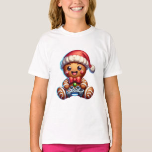 Humorous Christmas Gamer Gingerbread Holiday Gift T-Shirt