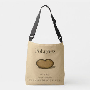 Humorous Food Storage Instructions Potato Sack Crossbody Bag
