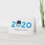 Humorous Happy Hanukkah 2020 Personalized Blue Card<br><div class="desc">Make them smile this year with this custom,  humorous Hanukkah card featuring a "masked 2020" with the word "Oy!".The winter cap has a Star of David pattern. In shades of blue.</div>
