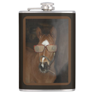 Humorous Horse Foal Smoking Cigar Drink Flask