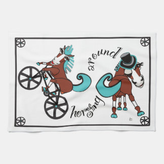 humorous horses  tea towel