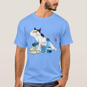 Humorous Japanese Cat Bathing I T-Shirt