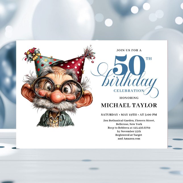 Humorous Man Turning 50 Birthday Celebration Invitation (Humorous Man Turning 50 Birthday Celebration)