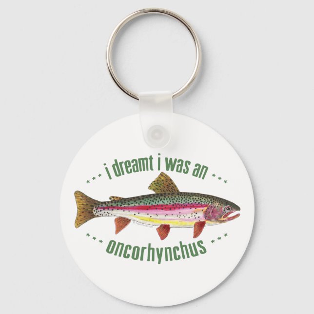 Humorous Rainbow Trout Fly Fishing Funny Key Ring (Front)
