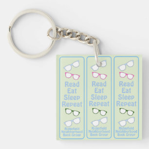 Humorous Read Eat Sleep Repeat Eyeglasses Key Ring
