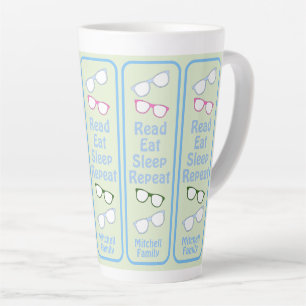 Humorous Read Eat Sleep Repeat Eyeglasses NAME Lg Latte Mug