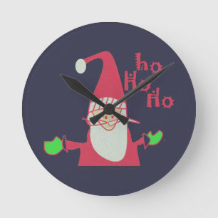 Humorous Santa with Festive Ho Ho Ho Round Clock