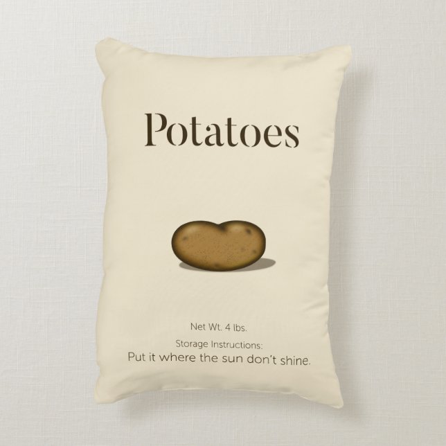 Humorous Storage Instructions Rustic Potato Sack Decorative Cushion (Back(Vertical))