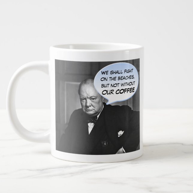 Humorous Winston Churchill Coffee Quote Large Coffee Mug (Left)