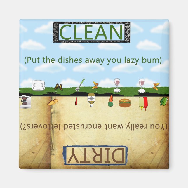 Humorus Clean Dirty Dishwasher Magnet (Front)