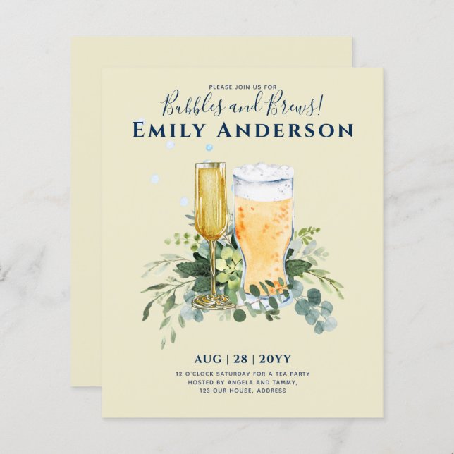 Humour Bubbles n Brews Beer Champers Bridal Shower (Front/Back)